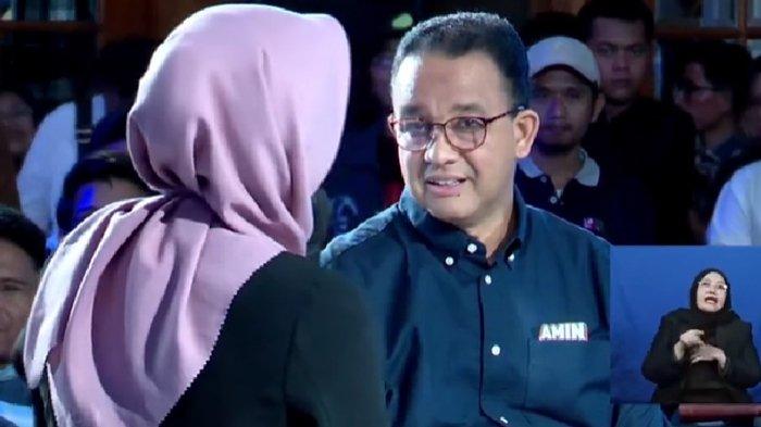 Eka Anugrah saat mengutarakan curhatannya di depan Anies Baswedan