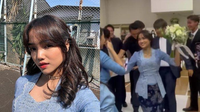Fuji dapat lemparan bunga di Nikahannya Pratama Arhan-Azizah Salsha. (Instagram @fuji_an)