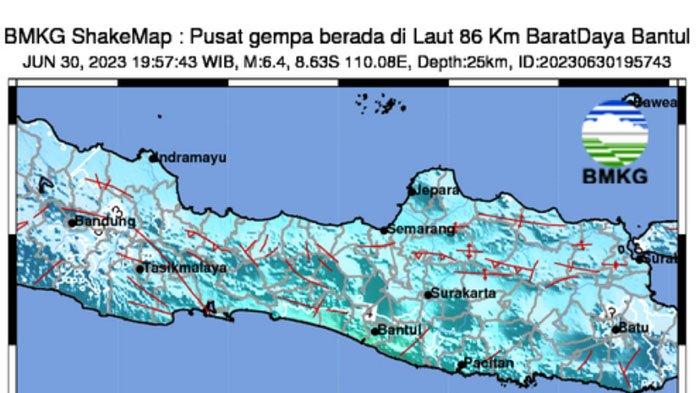 GEMPA BANTUL - Pusatnya dari kedalaman 25 kilometer di bawah laut, dirasakan di Kulonprogo, Nganjuk, Kebumen, Ponorogo, Blitar, Malang, Kediri hingga Mojokerto.