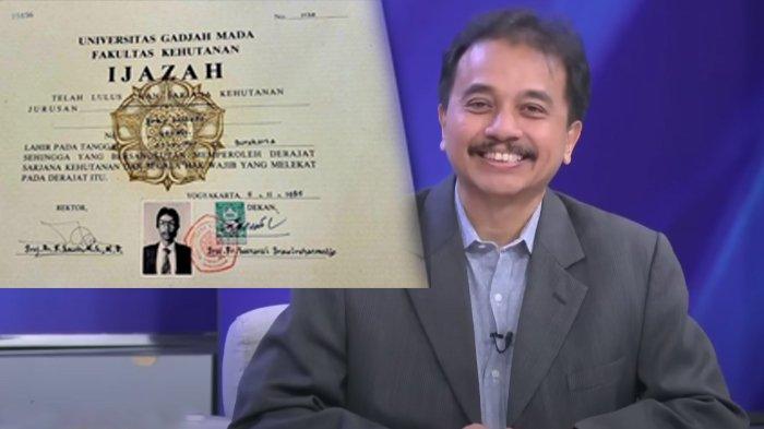 POLEMIK IJAZAH JOKOWI - Pakar telematika, Roy Suryo (KANAN) saat hadir di acara KompasTV tayang di Youtube Senin, (26/5/2025). Foto ijazah Jokowi (KIRI ATAS) yang diunggah Dian Sandi Utama di X diklaim asli. Roy Suryo baru-baru ini ditantang membuktikan ijazah Presiden ke-7 RI, Jokowi palsu, uang imbalan sudah disiapkan.