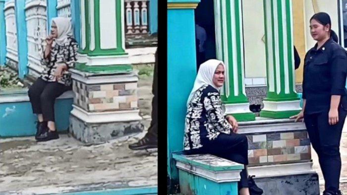 Iriana saat menungg Presiden Jokowi salat Jumat