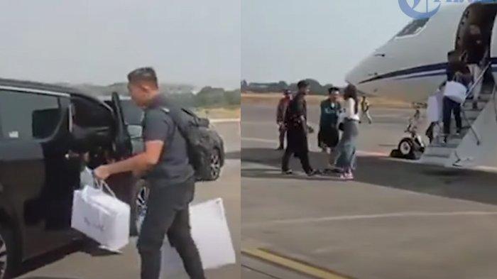 Video Erina Gudono dan Kaesang Pangarep turun dari jet pribadi belanjaan langsung masuk mobil