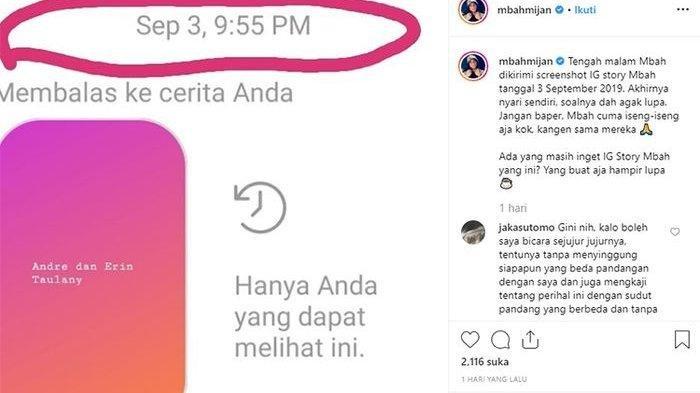Jejak digital Mbah Mijan yang membuat netizen berspekulasi soal perceraian Andre Taulany dan Rien Wartia Trigina pada 2019. ()
