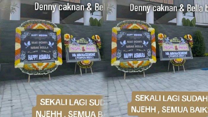 Karangan bunga Happy Asmara untuk pernikahan Denny Caknan dan Bella Bonita 1