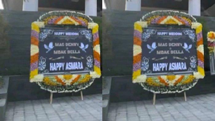 Karangan bunga Happy Asmara untuk pernikahan Denny Caknan dan Bella Bonita