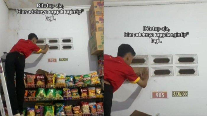 Pegawai Alfamart tutup lubang ventilasi agar tak diintip makhlus halus menyerupai anak kecil
