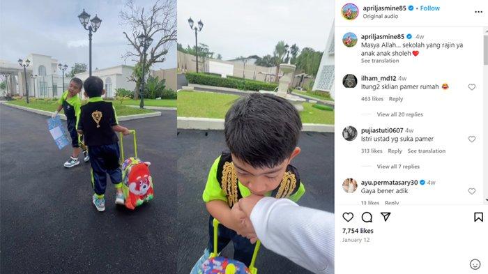 Kedua anak April Jasmine dan Ustadz Solmed yang masih TK