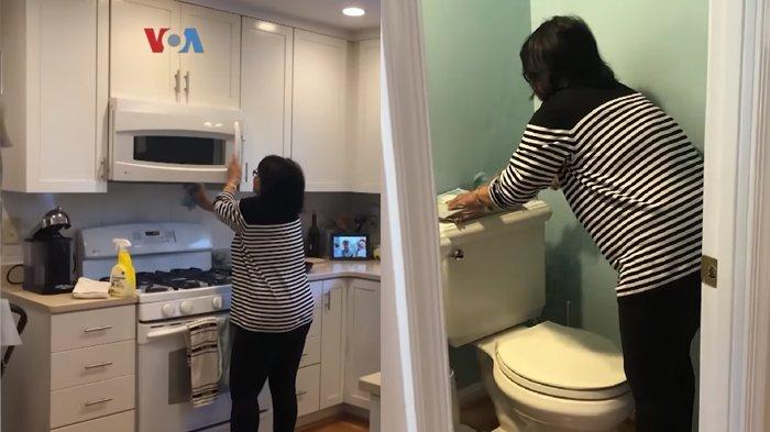 Kegiatan Tatik Wuryanti alias Eva wanita Ponorogo jadi tukang bersih-bersih di Amerika
