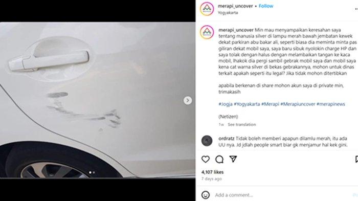 Keluhan warganet yang mobilnya digebrak manusia silver