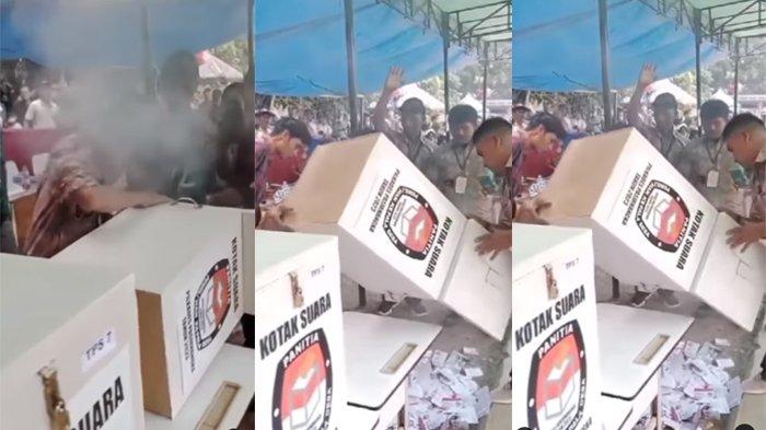 Kepulan asap keluar dari dalam kotak suara Pilkades di Tangerang