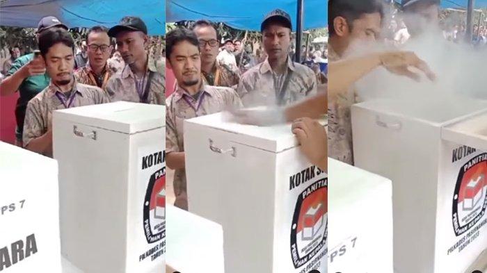 Kepulan asap keluar dari dalam kotak suara Pilkades
