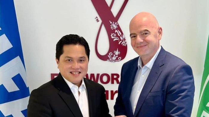 Ketum PSSI Erick Thohir dan Presiden FIFA Gianni Infantino.