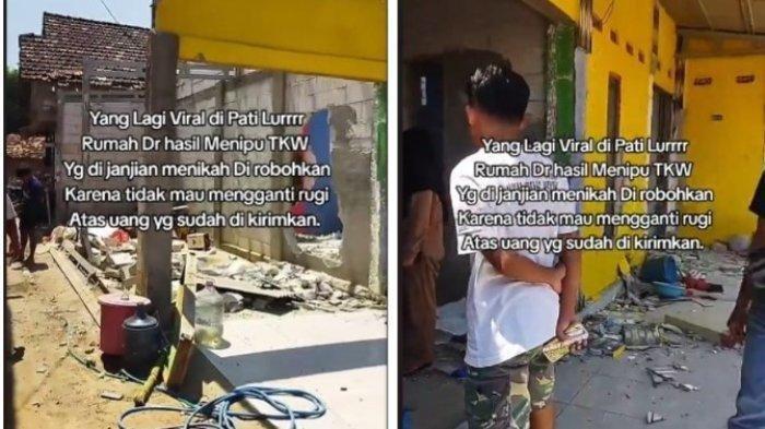 Kirim Rp250 Juta, TKW Ini Robohkan Rumah Pacar yang Dibangun Pakai Uangnya karena Nikahi Wanita Lain ((Tiktok @samiranet))
