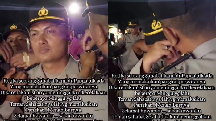 Kisah Polisi Ditinggal Istri Meninggal Saat Pelantikan Perwira, Nangis Dipasangkan Pangkat Rekannya