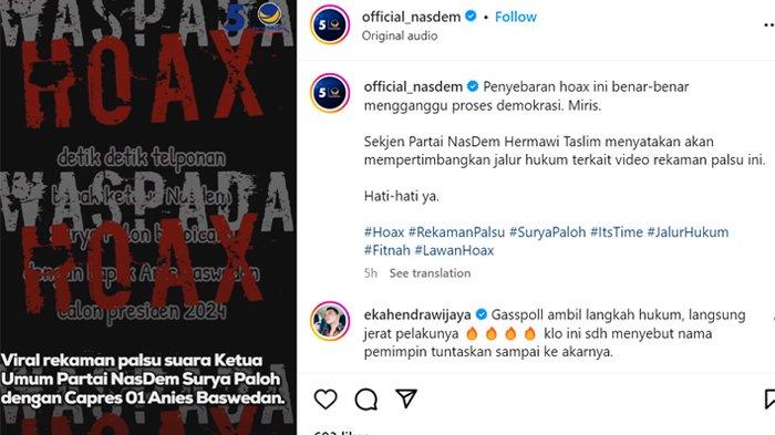 Klarifikasi Nasdem mencuat setelah rekaman suara diduga Anies Baswedan dimarahi Surya Paloh viral