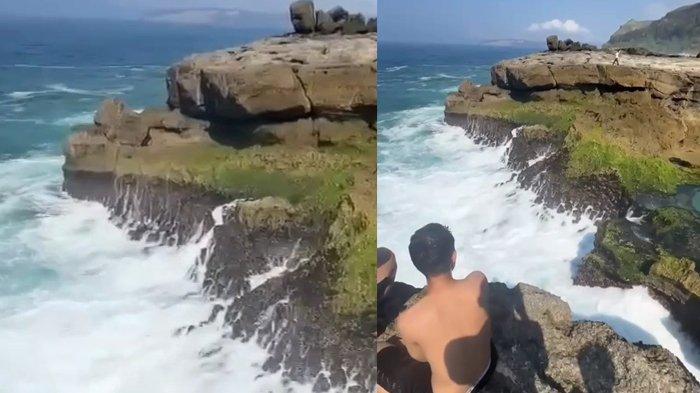 Kondisi Pantai Kedung Tumpang saat korban hilang tersapu ombak besar