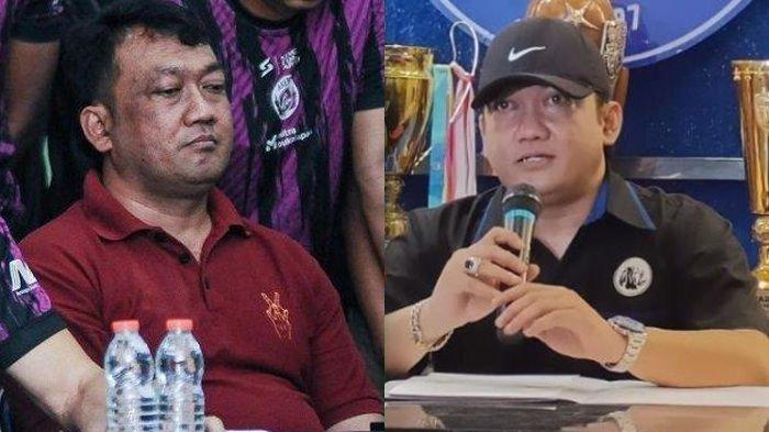MANAJER AREMA TERSANGKA - Manajer Arema FC, Wiebie Dwi Andriyas (KANAN) saat memberi klarifikasi dengan menyatakan dirinya tidak melaporkan peristiwa penyerangan bus yang ditumpangi tim Arema FC pasca-laga melawan PSS Sleman ke PT LIB. Wiebie (KIRI) saat mendampingi pelatih Arema FC, Fernando Valente dalam konferensi pers. Kini Wiebie tersangkut kasus rokok ilegal, cek latar belakangnya.