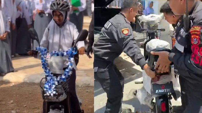 Leni naik sepeda listrik bantuan dari Polres Wakatobi