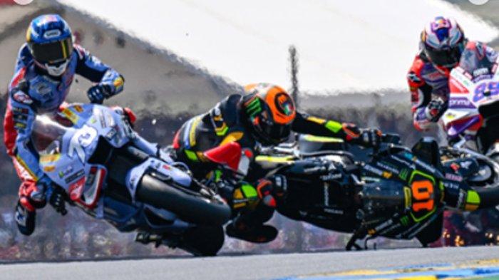 Insiden yang melibatkan adik Valentino Rossi , Luca Marini dengan adik Marc Marquez, Alex Marquez di MotoGP Prancis 2023, 14 Mei 2023. Karena insiden itu kini Marini harus berkutat dengan cedera di pergelangan tangannya