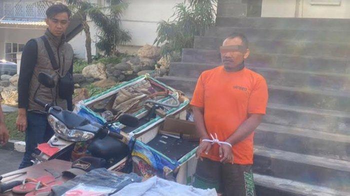 Maling meteran air sekaligus pembobol kafe berinisial SBK alias Bakir (42) berikut barang bukti diringkus Satreskrim Polresta Malang Kota.