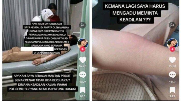 Mantan istri oknum anggota TNI di Bengkulu, ngaku dianiaya mantan suaminya, viral di media sosial Tiktok.