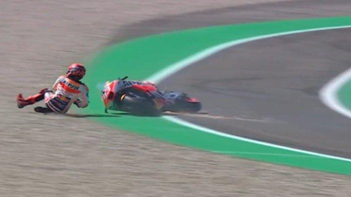 Marc Marquez sudah kembali crash, kali ini di Sesi latihan bebas 2 (FP2) MotoGP Belanda 2023 di hari ini, Jumat (23/6/2023)