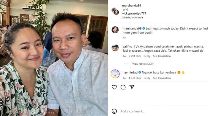 Marshanda mengunggah foto bersama Vicky Prasetyo dengan caption mesra