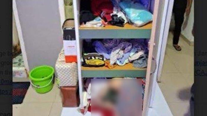 Mayat wanita dalam lemari ditemukan di rumah indekos kawasan Kelurahan Pakuan Baru, Kecamatan Jambi Selatan, Kota Jambi, Rabu (25/9/2024) malam.