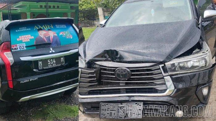 Mobil rombongan capres-cawapres Anies Baswedan - Muhaimin Iskandar mengalami kecelakaan beruntun di jalan raya Desa Pragaan Laok Kecamatan Pragaan, Sumenep, Pulau Madura, Rabu (31/1/2024) pukul 12.45 WIB.