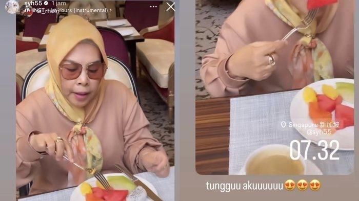 Momen Wati Nurhayati, ibunda Syahrini tiba di Singapura jelang persalinan Syahrini. (Instagram syh55)