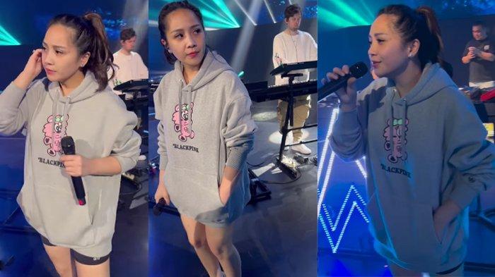 Nagita Slavina saat gladi resik dengan Alan Walker