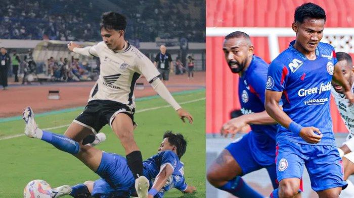 PELUANG AREMA FC MENANG - Pemain PSM Makassar (KIRI) saat duel melawan Persib Bandung di Stadion Gelora Bandung Lautan Api Liga 1 pekan ke 21 Sabtu, (1/2/2025). Pemain Arema FC (KANAN) duel melawan Bali United, Senin (3/2/25) di Stadion Soepriadi Blitar.