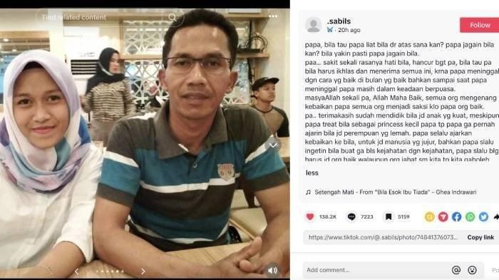 PENEMBAKAN DI LAMPUNG - Putri Kapolsek Negara Batin, AKP Anumerta Lusiyanto, Salsabila, mengurai curhatan pilu tentang sosok ayahnya. (TiKtok @.sabils)