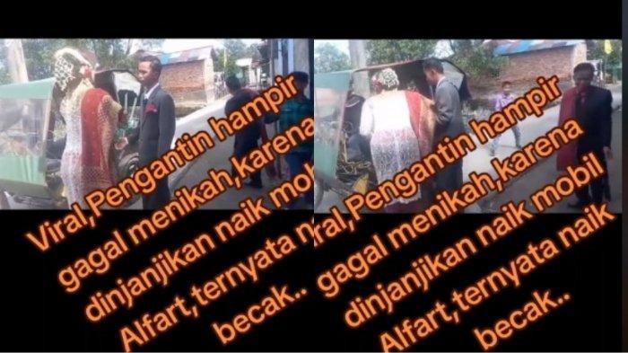 Pasangan pengantin debat mempelai pria bawa becak motor bukan mobil Alphard