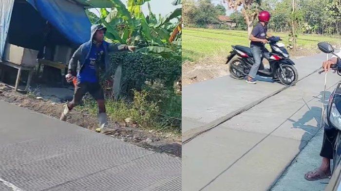 Pekerja jalan ngamuk ke pengendara motor yang berusaha kabur