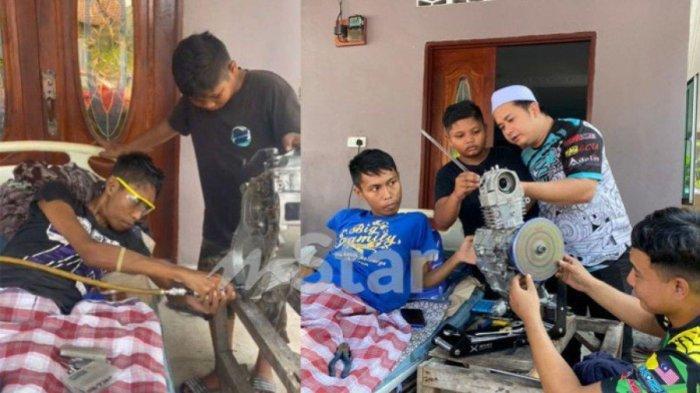 Pemuda lumpuh Zulkarnain kerja dari kasur tetap jadi mekanik perbaiki mesin