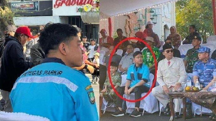 Penampilan Gibran Rakabuming pakai baju petugas parkir