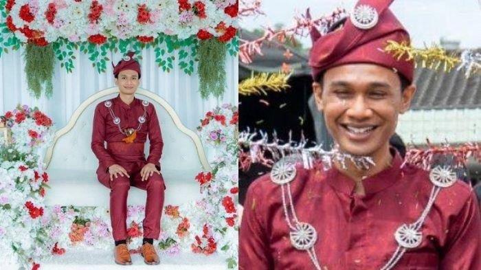Pengantin pria ini terpaksa duduk sendirian di pelaminan, istrinya tidak bisa datang (TikTok @tyazara_)