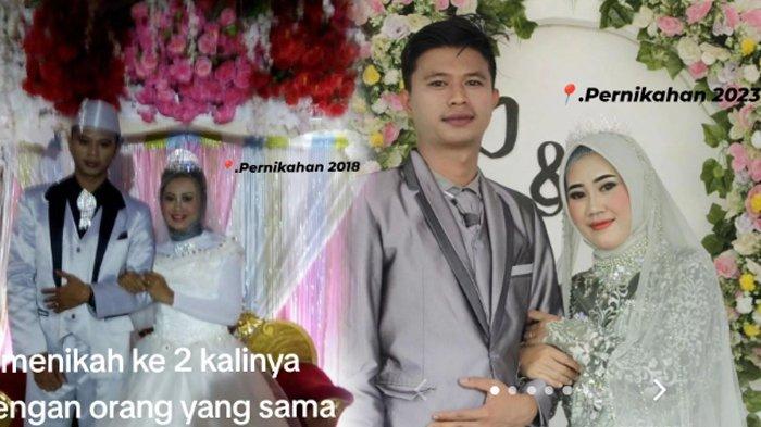 Pernikahan Khalisa dan suami tahun 2018 (kiri) dan tahun 2023 (kanan)