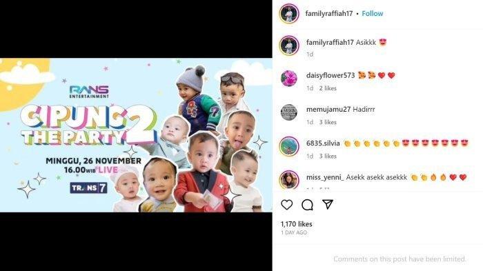 Pesta ulang tahun Rayyanza digelar secara live di Trans 7