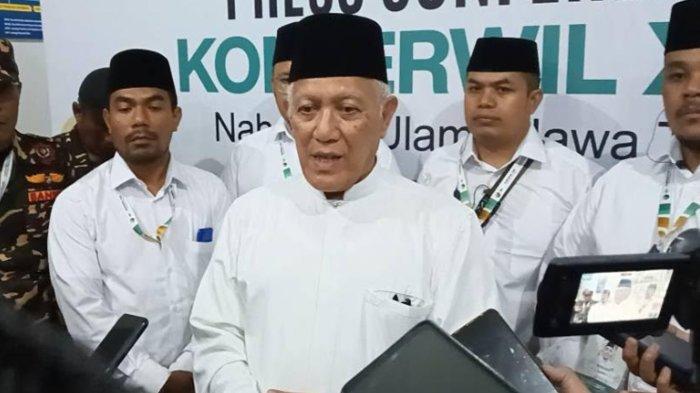 Pj Ketua PWNU Jatim KH Abdul Hakim Mahfudz (Gus Kikin) disela acara pembukaan Konferwil di Pondok Pesantren Tebuireng Jombang, Jumat (2/8/2024) malam.