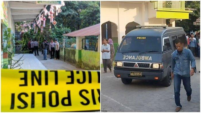 Polisi berjaga di TKP pembunuhan ibu bunuh anak kandung di Manisrenggo, Kediri
