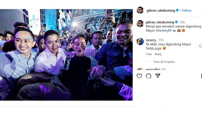 Postingan Gibran digendong Mayor Teddy