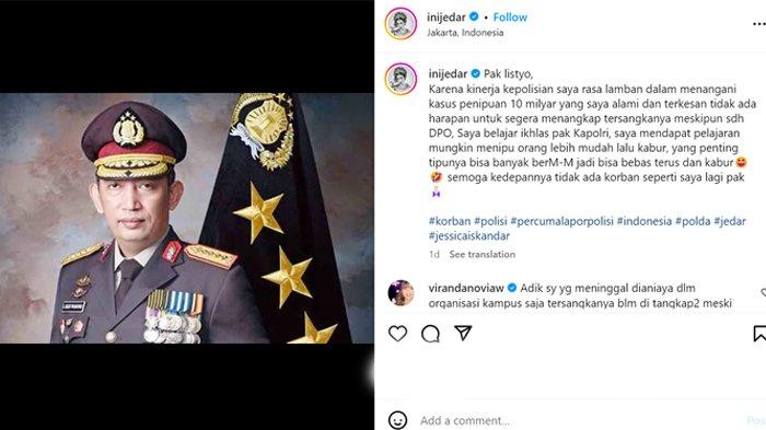 Postingan Jessica Iskandar marah pajang foto Kapolri Listyo Sigit 1