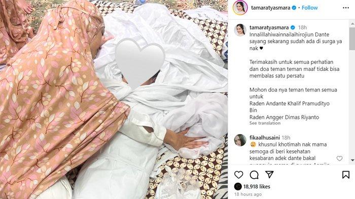 Postingan terbaru Tamara Tyasmara memeluk jenazah Dante