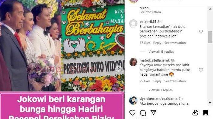 Presiden Jokowi beri karangan bunga untuk Mahalini dan Rizky Febian