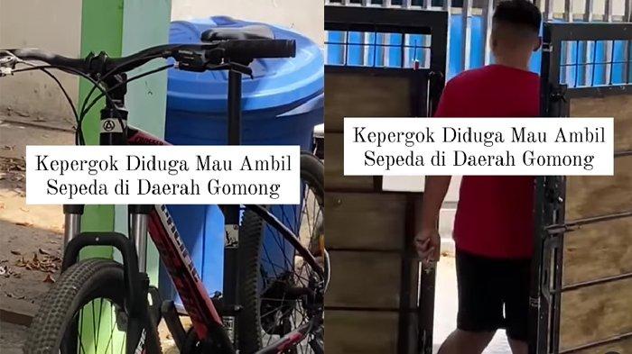 Pria berbaju merah diduga maling sepeda kepergok pemilik rumah 1