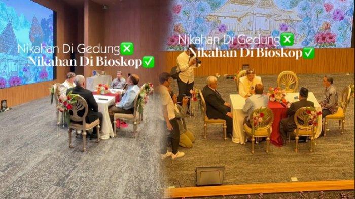 Proses akad nikah pernikahan berkonsep bioskop