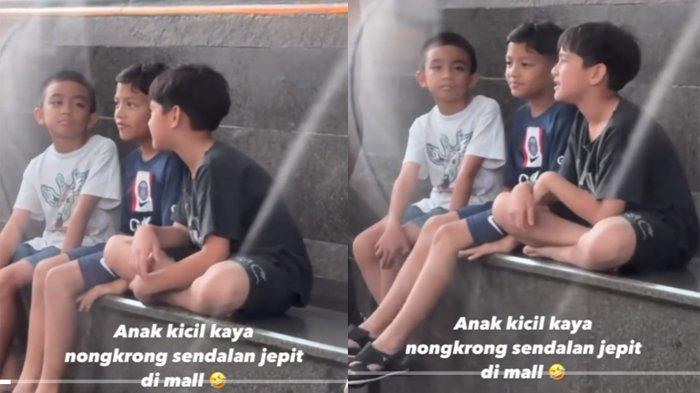 Rafathar nongkrong di emperan mal bareng teman-temannya 1