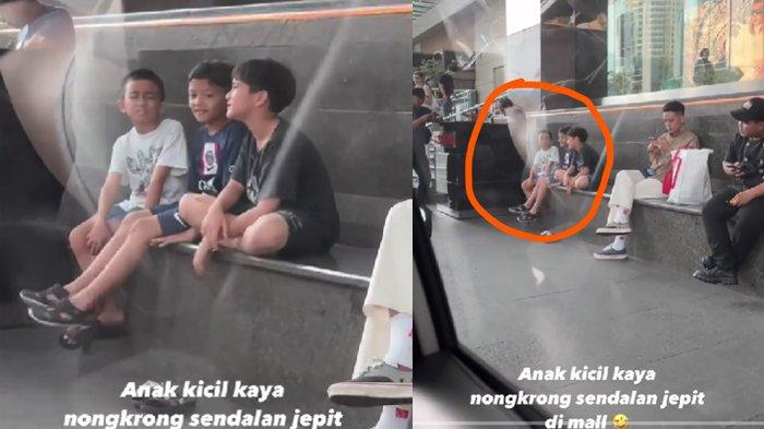 Rafathar nongkrong di emperan mal bareng teman-temannya